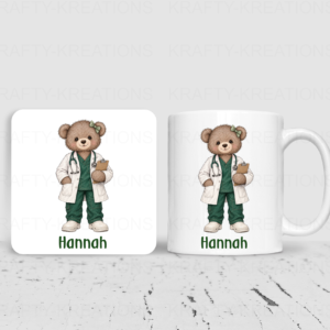 Personalised Vet Teddy Bear Mug & Coaster Set