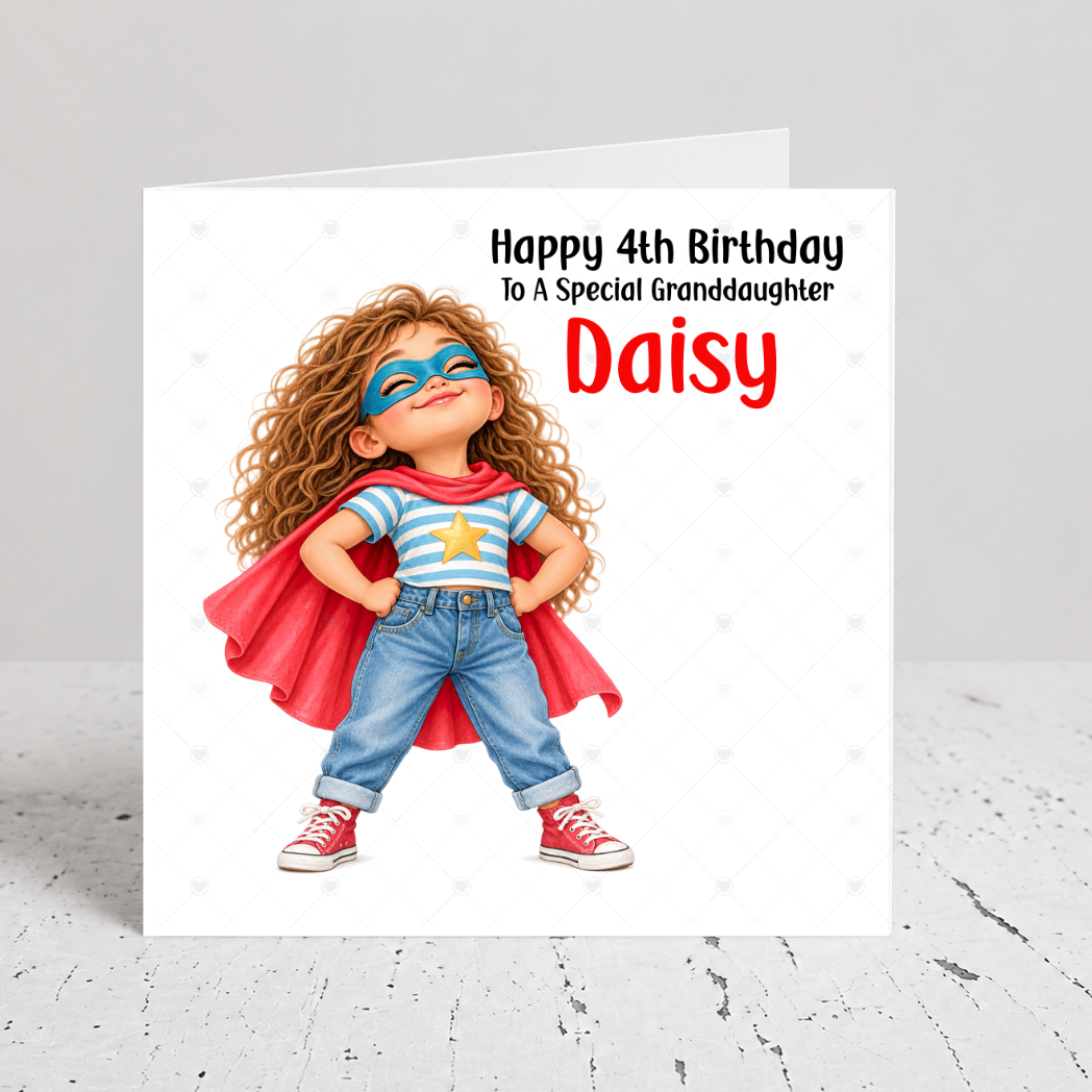 Personalised Superhero Girl Birthday Card