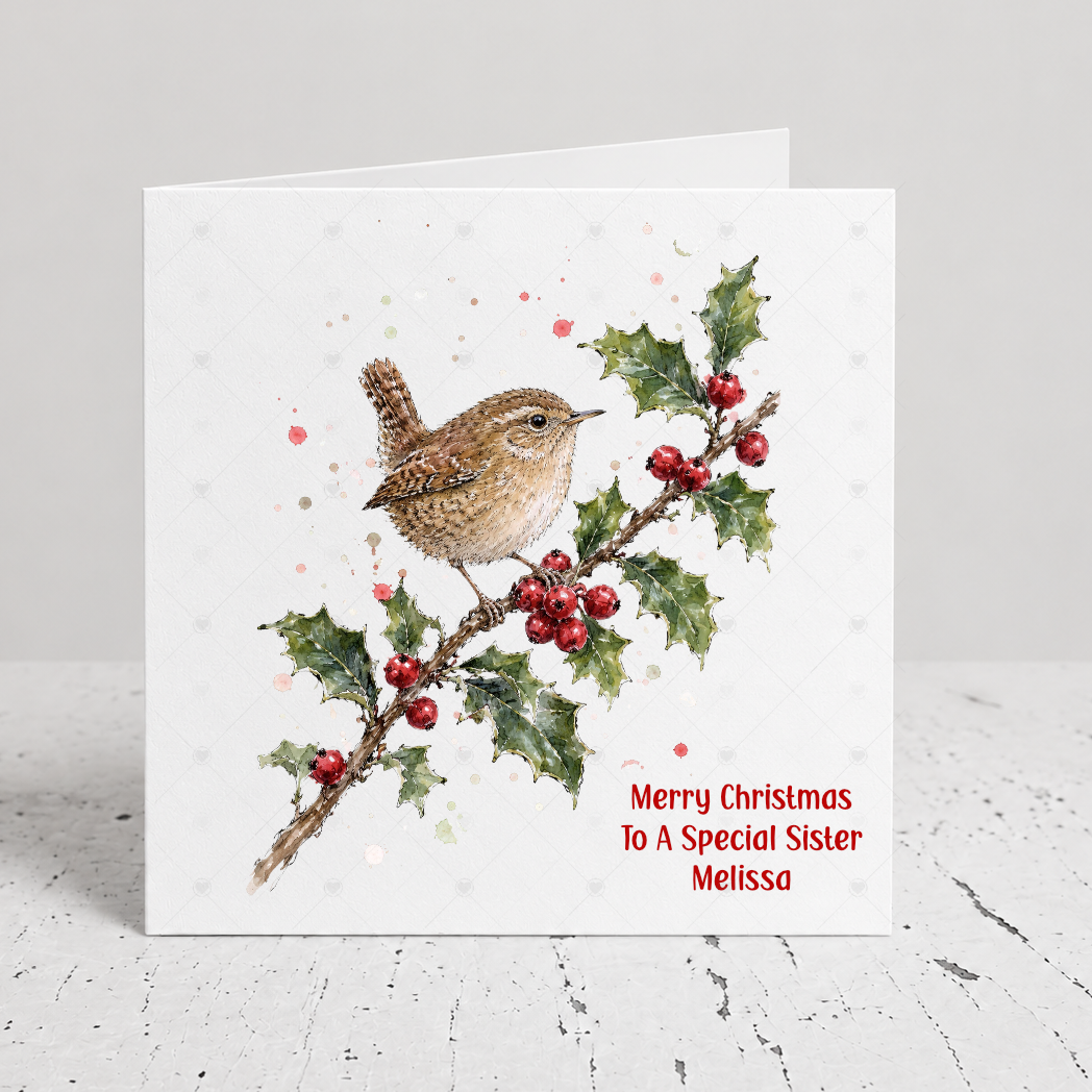 Personalised Wren Christmas Card